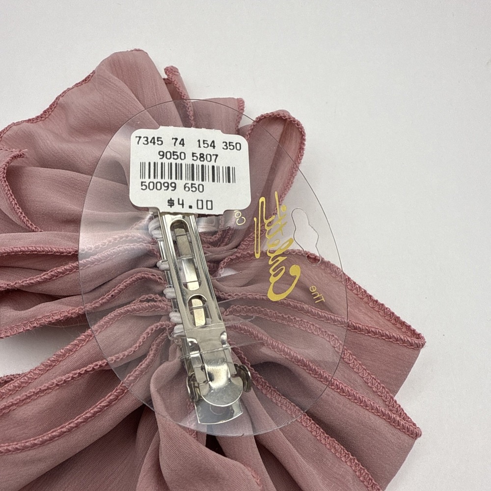 Vintage Hair Bow Clip Dusty Rose‎ Cottagecore Dreamy Romantic New Old Stock - Picture 5 of 5